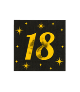 18 Jaar Servetten Zwart Goud 16st